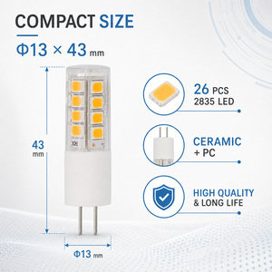หลอดไฟ LED G4 แรงดันไฟฟ้ากว้าง 3W 2800-320LM AC/DC 12V SMD 2835 ETL RoHS 15000H รับประกัน 2 ปี หลอดไฟข้าวโพดแสงวอร์มไวท์ - Product Image 2