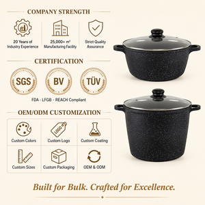 Chauffe-plat <span class=keywords><strong>en</strong></span> <span class=keywords><strong>fonte</strong></span> Aluminium Cuiseur vapeur Céramique Granit Pot à fond plat Batterie de cuisine <span class=keywords><strong>en</strong></span> métal Casserole <span class=keywords><strong>Couvercle</strong></span> <span class=keywords><strong>en</strong></span> <span class=keywords><strong>verre</strong></span> pour usage domestique - Product Image 6