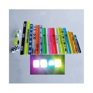 Personalizado de alta visibilidad de snap wrap en reflejo brazo pulsera de tobillo reflectante brazalete ciclismo seguro banda con logotipo