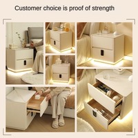Mobilier moderne et luxueux pour chambre à coucher Table d'appoint intelligente avec tiroirs et charge sans fil Ensemble de 2 tables de chevet noires pour la maison