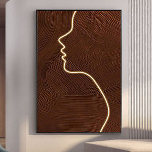 Tableau LED Moderne Lumineux avec Motifs Linéaires, Décoration d'Entrée, Art Déco, Toile Encadrée Noire/Dorée pour Salon et Chambre à Coucher - Product Image 5