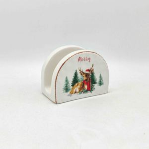 Mug de Noël en céramique, tasse à café avec motif de couronne festive et nœud, poignée rouge, cadeau de Noël pour la maison, le bureau, décoration de Noël - Product Image 3