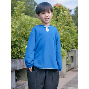 Felpa sportiva in cotone stile cinese per bambini Wanyizhi, stampa maschera <span class=keywords><strong>Opera</strong></span> di Pechino, bottoni a rana, girocollo, manica lunga - Product Image 5