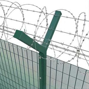 高セキュリティ粉体塗装亜鉛メッキクリアビュー空港フェンシングワイヤーメッシュアンチクライミング358フェンスパネル - Product Image 1