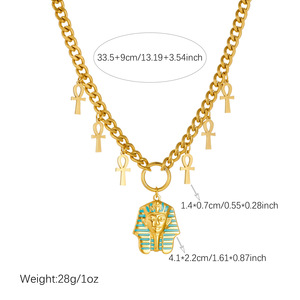 Egyptian Pharaoh Pendant Necklace Gold Plated Stainless Steel <b>Chain</b> Themed Pendants Daily Wear Gift Jewelry - Product Image 4