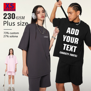 Camiseta de algodón de gran tamaño de 230G para hombre, estampado DTG OEM, cultivo personalizado, diseño Vintage, lavado con ácido sólido, tejido de peso pesado, se decolora Formal - Product Image 1