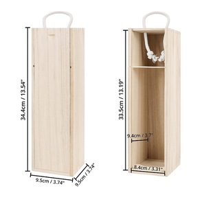 Caja de Madera para Vino, Rectangular, de Madera de Pino, para una Sola Botella, 9.5x9.5x34.4cm, con Asa - Product Image 5
