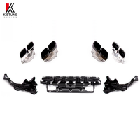 Diffuseur de pare-chocs arrière KIETUNE C-Class W205 avec embouts d'échappement en plastique noir brillant poli pour kit carrosserie de berline Mercedes-Benz