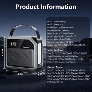 NEWSMY P72 268W 270Wh/72000mAh แบตเตอรี่พร้อมไฟสปอตไลท์ 2*100W USB-C PD 5 ช่องจ่ายไฟ วัสดุ ABS ทนไฟ สถานีไฟฟ้าพกพา - Product Image 4