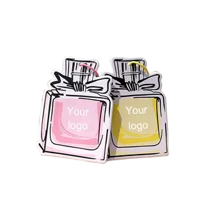 Personalized Custom Logo Car Perfume High Quality Long Lasting Fragrance Double Side Printed Hanging Pendant paper air freshener