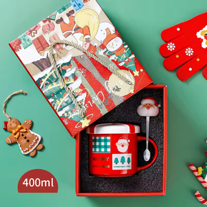 Juego creativo <span class=keywords><strong>de</strong></span> tazas <span class=keywords><strong>de</strong></span> porcelana, diseño minimalista <span class=keywords><strong>de</strong></span> Papá Noel, seguro para el desayuno <span class=keywords><strong>de</strong></span> Feliz Navidad, taza <span class=keywords><strong>de</strong></span> café con <span class=keywords><strong>leche</strong></span>, cuchara - Product Image 4