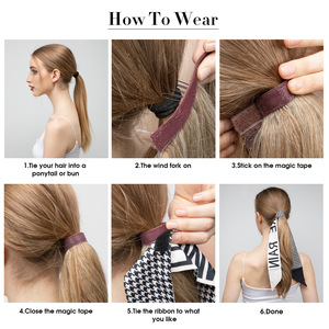 Clip ondulado sintético en cola de caballo con banda para el cabello Extensión del cabello Peluca Envoltura alrededor de cola de caballo suave para mujeres - Product Image 5