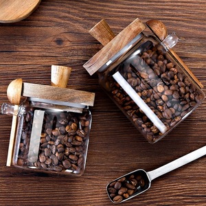 Envase de vidrio para almacenamiento con tapa de bambú y cuchara, recipiente de cocina de borosilicato para granos de café, para dropshipping en Shopify - Product Image 4