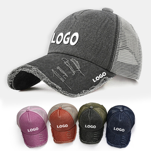 Casquette de baseball unisexe à 5 panneaux en denim vieilli, logo personnalisé, broderie 3D, vente en gros de casquette de sport pour papa et camionneur - Product Image 5