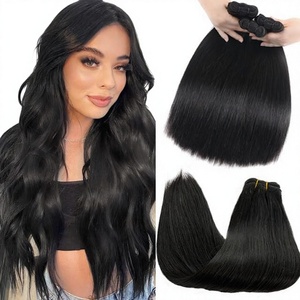 Extensions de <span class=keywords><strong>cheveux</strong></span> humains brésiliens Remy micro-lisses à coudre, trame nouée à la main, 80 grammes, 12 pouces - Product Image 1