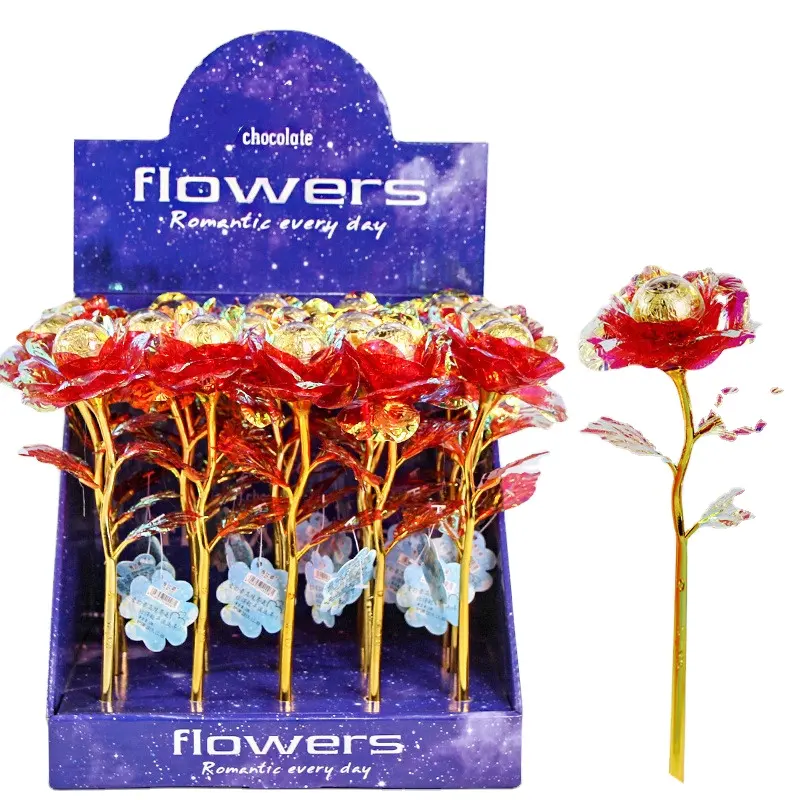 Ramo de flores de arcoíris de 12g, regalo de Navidad, romántico, largo, caramelo, Chocolate