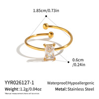 Cincin Wanita TD Laris Manis Lapis Emas 18K Vacuum Plated Stainless Steel Berbagai Bentuk Zirkon Dapat Diatur