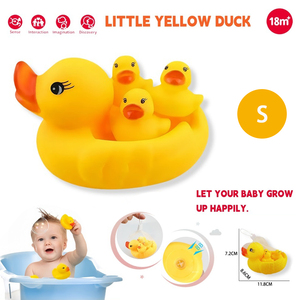 Juego de Juguetes de Baño de <span class=keywords><strong>Patito</strong></span> Amarillo con Sonido, 1 Grande y 3 Pequeños, Bolsa de Malla Flotante, Regalo para Niños Pequeños - Product Image 4