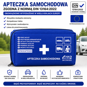 Trousse de premiers secours automobile ORI-POWER, norme polonaise DIN 13164, entièrement conforme, valable pour les ventes douanières, service porte-à-porte - Product Image 1