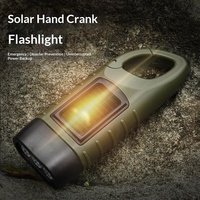 Nouvelle lampe torche solaire à manivelle pour l'extérieur, portable, multifonctionnelle, LED d'urgence, ultra-fine, éclairage puissant
