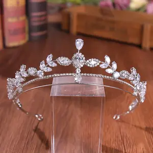 Simple Rhinestone zircon Wedding Bridal Pageant Rhinestone Crystal Tiaras Crown Molding Headpieces For Queens and Bride