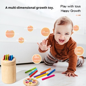 JHT Cross-border MarsMarie madera tres en uno clasificación tubo bebé Color cognición jardín de infantes Montessori <span class=keywords><strong>juguetes</strong></span> educativos - Product Image 3