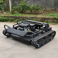 Tondeuse à gazon télécommandée automatique DIY avec chenilles en caoutchouc tout-terrain, robot agricole RC, fonction de braquage zéro, souffleuse à neige