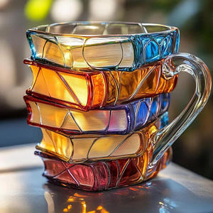 Caneca Pintada em Forma de Livro, Novidade em Canecas, Presentes Únicos, Canecas de Café Artesanais de Vidro de 10oz, Canecas de Chá Modernas e Divertidas, Livre de BPA - Product Image 6