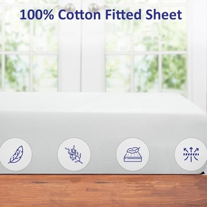 Drap-housse 100 % coton 300 fils/cm² blanc uni pour hôtels 4 étoiles et hôpitaux avec élastique au bas - Product Image 6