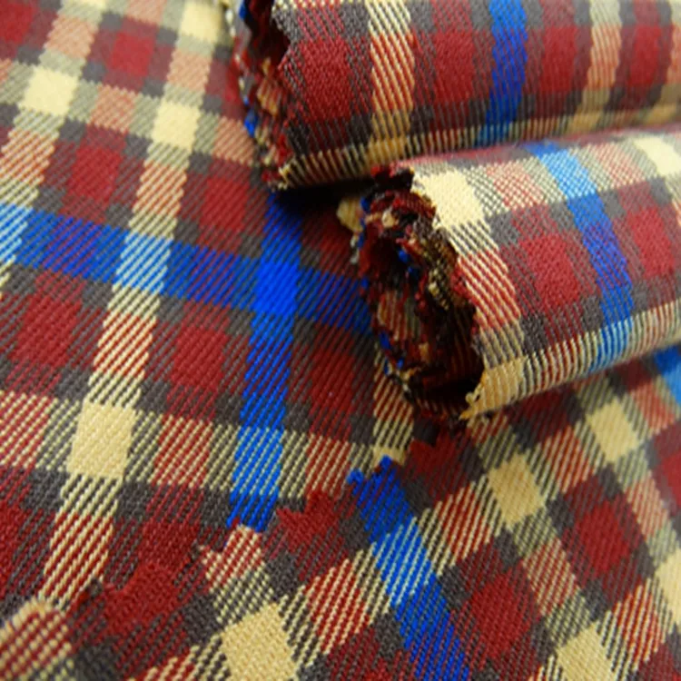 Shaoxing Factory 245gsm Woven Polyester Rayon Spandex Breathable Yarn Dyed Checks Fabrics for Dress