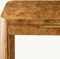 Table fabriquée à la main placages de ronces fines tables console de quincaillerie en laiton en bois massif avec tiroir