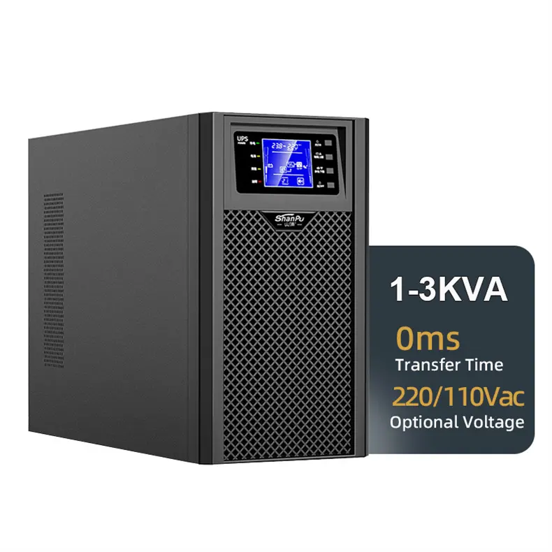 Aprobación CE Rohs 3000va 3kva 3000W copia de seguridad en línea de emergencia ininterrumpida UPS con paquete de batería libre de mantenimiento