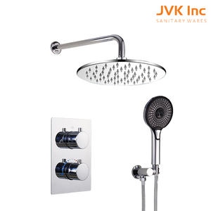 Ensemble de douche thermostatique 5 voies noir encastré mural pour salle de bain, avec pommeau de douche, mitigeur, fonction pluie et cascade moderne, finition chromée 29901-BL-3 Bat - Product Image 5