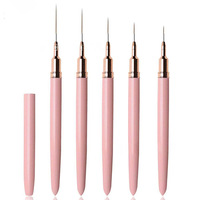 Lot de 5 pinceaux de gravure et d'embossage pour nail art, double tête, stylo à points pour fleurs, stylo à points pour marbrage, pinceau de dessin pour gel constructeur