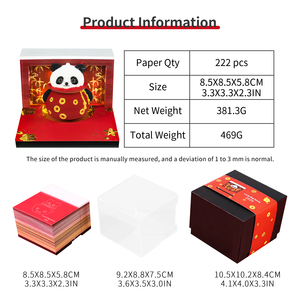 3D Schreibtisch-Kalender Panda Chinesisches Neujahr Papier-Schnitzerei 222 Blätter Schichtkalender Mit Licht Dekorativer Kalenderblock - Product Image 6
