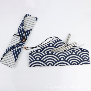 Bolsa de lona con sobres para casa de carpintero antiguo, bolsa de almacenamiento de paja de acero inoxidable, cuchillo, tenedor, cuchara, peine, palillos, vajilla japonesa - Product Image 4