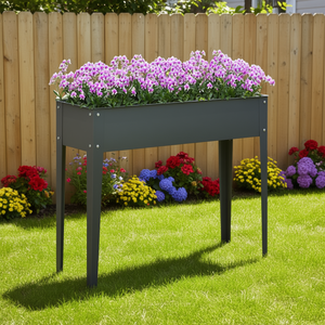 Jardinera Elevada Metálica Db, Color Gris Oscuro, Diseño Cuadrado Moderno para Plantas y Flores - Product Image 2