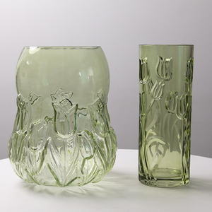 Jarrón de Vidrio Moderno con Diseño de Tulipán en Relieve, Ecológico, Tipo Vaso y Cilindro, <span class=keywords><strong>para</strong></span> Decoración de Bodas y Cumpleaños - Product Image 4