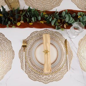 Tovagliette rotonde Set <span class=keywords><strong>di</strong></span> 6 tappetini da tavolo scavati lavabili lavabili in vinile tovagliette per decorazioni da cucina per feste nuziali - Product Image 4