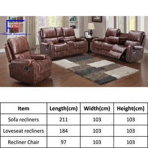 Ensemble <span class=keywords><strong>de</strong></span> canapés <span class=keywords><strong>de</strong></span> salon <span class=keywords><strong>de</strong></span> luxe 3+2+1, canapé sectionnel inclinable manuel et ensemble <span class=keywords><strong>de</strong></span> fauteuils avec table basse pliante - Product Image 1