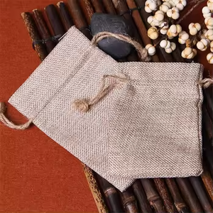 Pochette en toile de jute avec cordon de serrage pour cadeaux de mariage, bijoux, bonbons, étiquettes DIY - Product Image 4