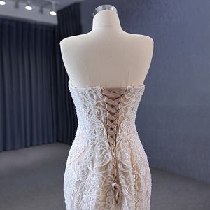 Jancember 231073 Robes de mariée sirène vintage en dentelle brodée à épaules dénudées - Product Image 6