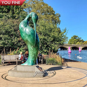 Sculpture d'oiseau <span class=keywords><strong>héron</strong></span> abstrait en bronze YOUFINE, grande statue de grue en métal pour la décoration paysagère de jardin - Product Image 4