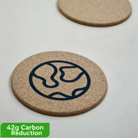 Sous-verre circulaire en liège Eco-Hero, écologique, recyclé, naturel, durable, résistant à la chaleur, pour café, maison/bureau/personnalisation