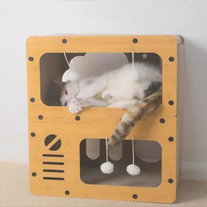 Rumah kucing karton bergelombang Retro, mewah desain bergaya nyaman di musim panas untuk kucing dan anjing - Product Image 2