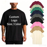 T-shirt noir surdimensionné pour homme en coton premium 100% - Poids lourd 250 GSM - Coupe ample - Col rond - Logo personnalisé - Streetwear
