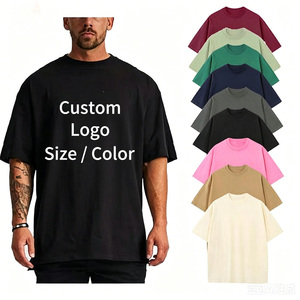 Camiseta Negra Oversize de Algodón Premium 100% de 250GSM para <span class=keywords><strong>Hombre</strong></span>, Estilo Urbano, Ajuste Holgado, Cuello Redondo, Personalizable con Logotipo - Product Image 1
