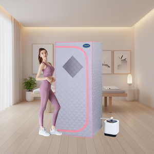 Tente de sauna à vapeur grise, taille standard, portable, pliable, installation facile, alimentation électrique 110 V, design moderne pour usage domestique et spa - Product Image 2