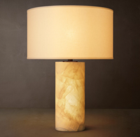 Lampe de table moderne en albâtre, style pilier, E26, rétroéclairée, avec finitions en laiton flexibles et abat-jour en lin, pour décoration résidentielle et hôtelière, LED