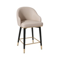 Chaise de bar en cuir PU avec assise rembourrée en titane, tabouret haut pour cuisine et salle à manger